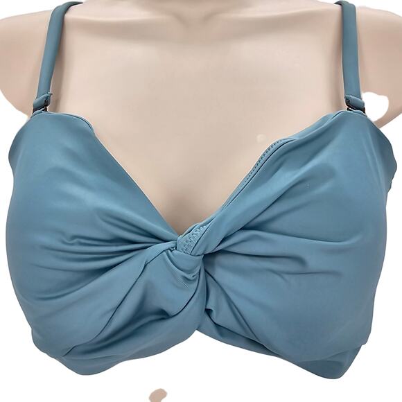 Andie Swim Womans size L The Capri Bikini Top in Bay Blue Crossover Front NEW - Picture 1 of 7